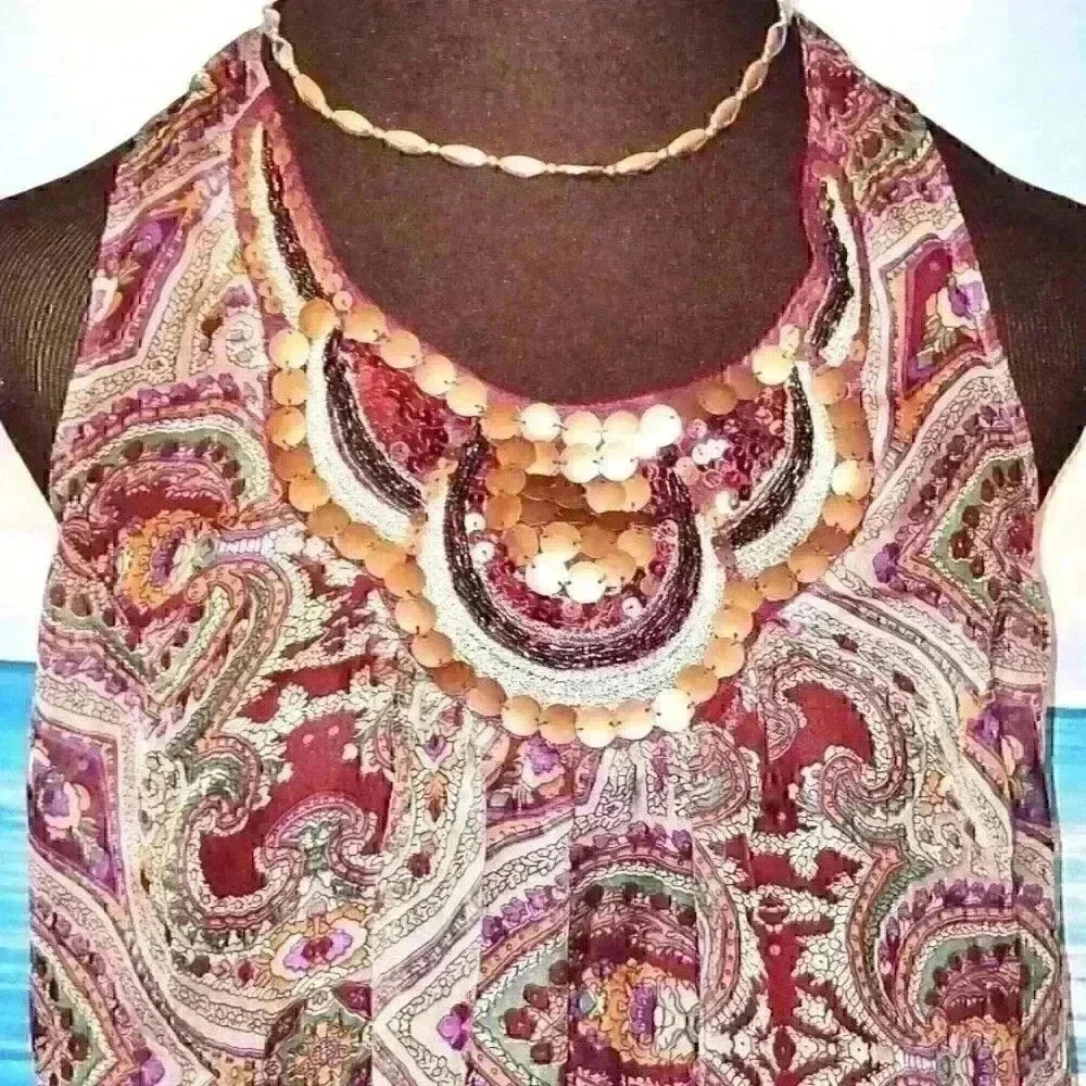 MIMO FRESH & SWEET Womans SHEER Raceback Top BOHO Casual VINTAGE Shirt size Sm - Picture 3 of 5